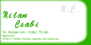 milan csabi business card